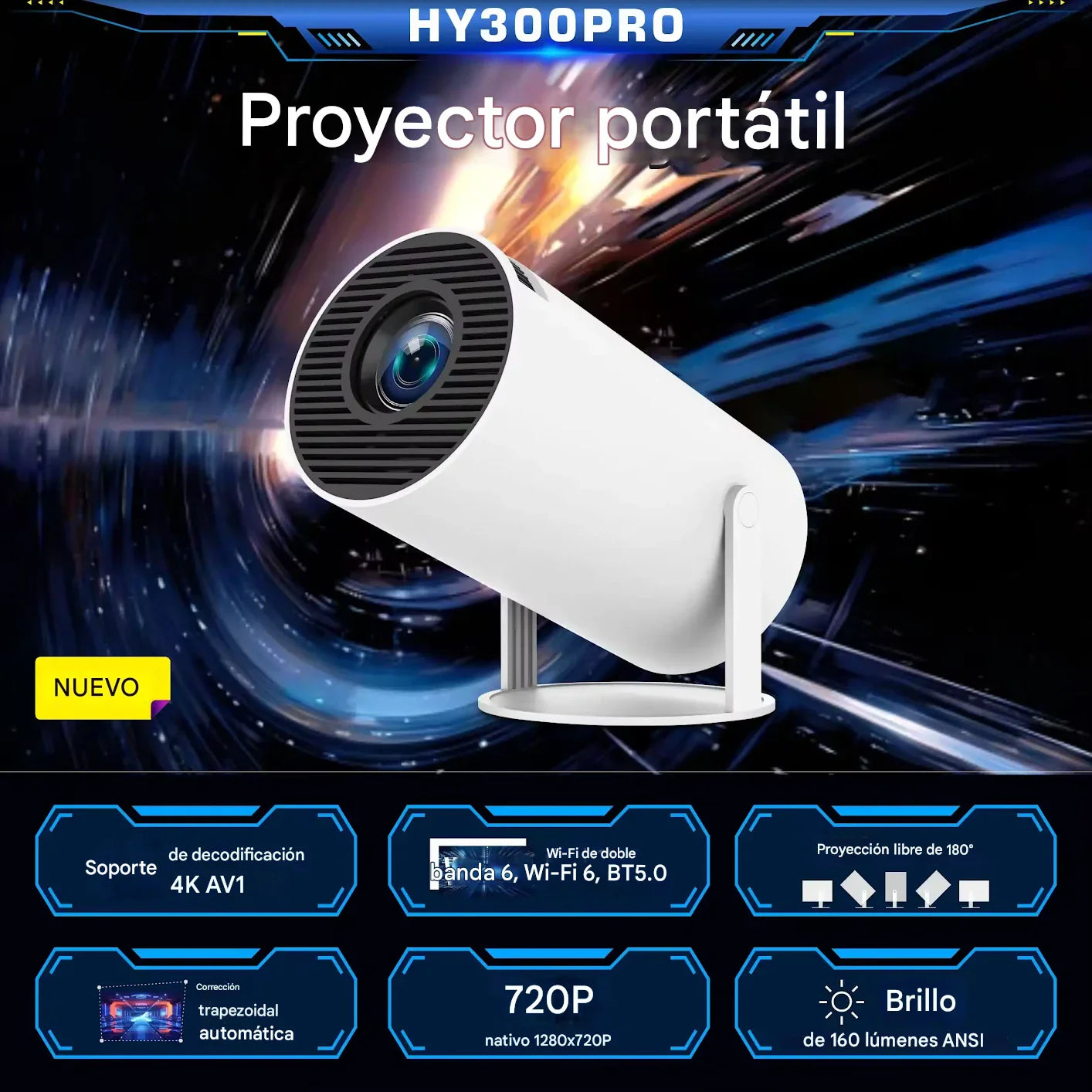 PROYECTOR HY300 ULTRA 4K HD ANDROID ( MAGIC TV INSTALADA)