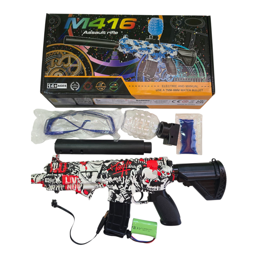 PISTOLA JUGUETE HIDROGEL M416 CON SILENCIADOR + 20.000 MUNICIONES