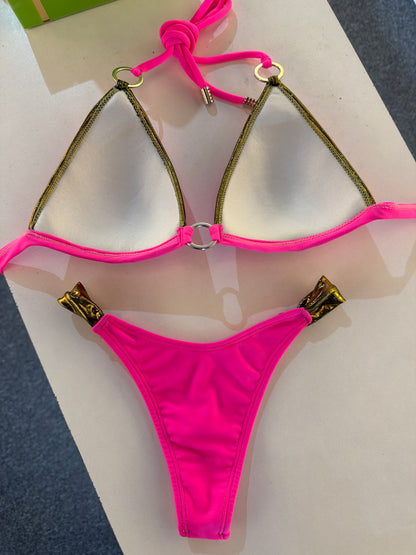 Bikini tasa Fuxia dorada