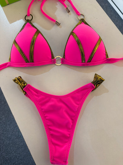 Bikini tasa Fuxia dorada