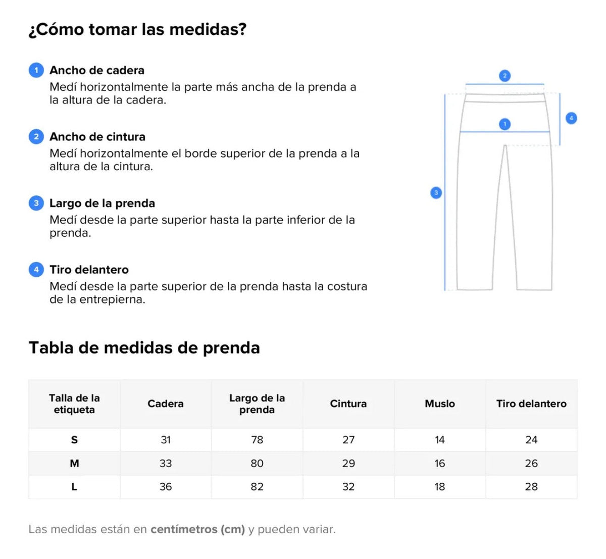 Calsa degrade talles M/L