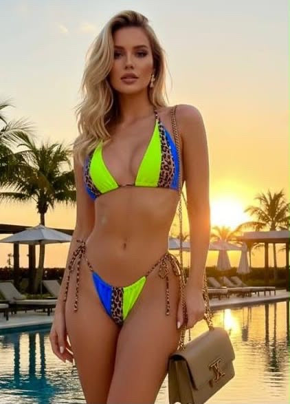 Bikini tricolor con print